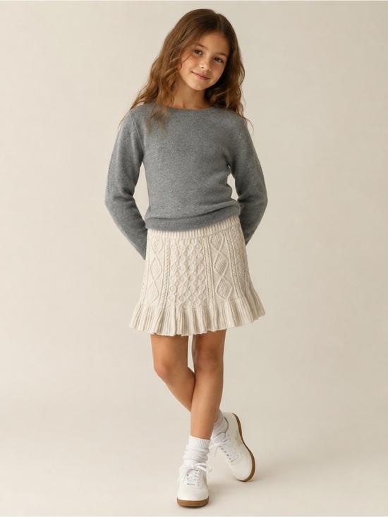 abercrombie kids Other - Abercrombie Kids Cable Knit Sweater Skirt 11/12 Ivory Ruffle Hem Cozy Preppy